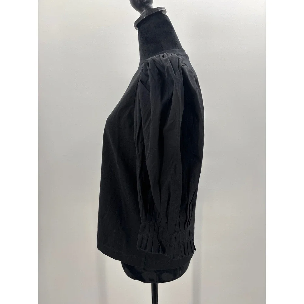 Madewell Black‎ Puff Sleeve Knit Cotton T Shirt Top size M NV971